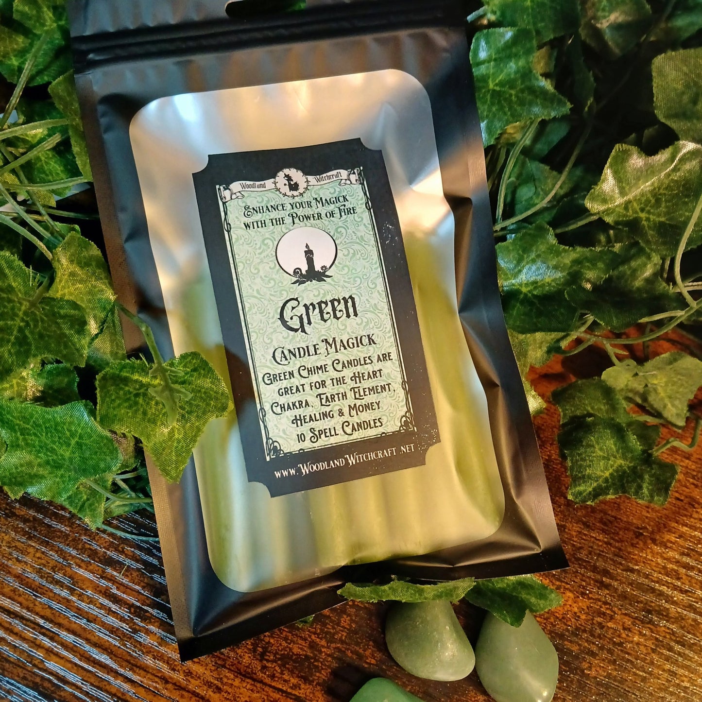 GREEN SPELL CANDLES Unscented Woodland Witchcraft