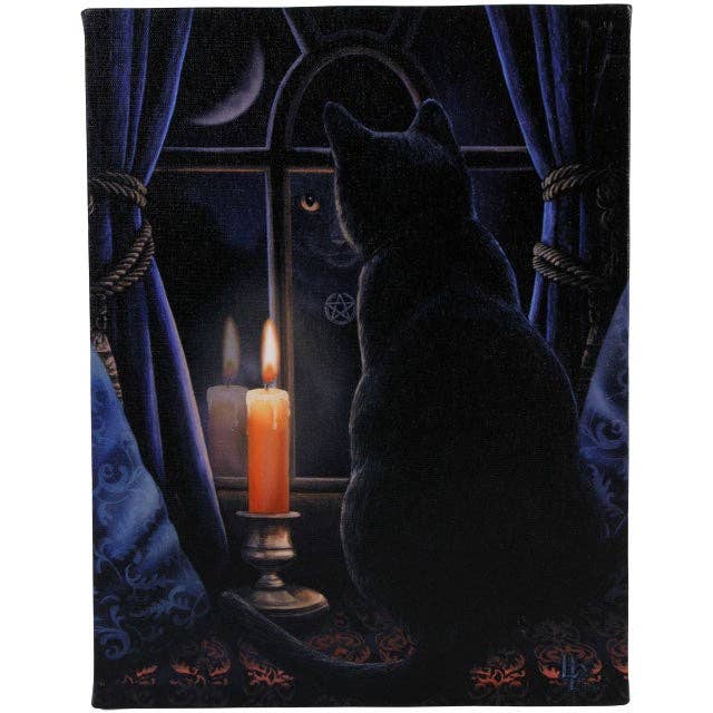 Midnight Vigil Canvas Plaque by Lisa Parker Woodland Witchcraft