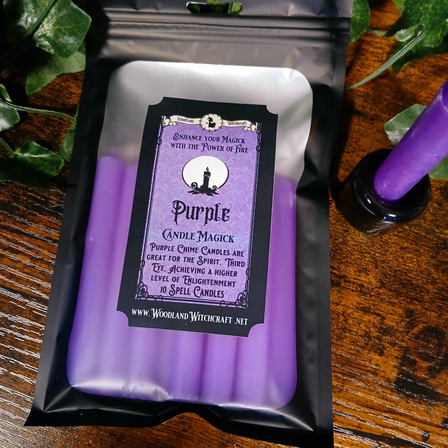 PURPLE SPELL CANDLES - Unscented Woodland Witchcraft