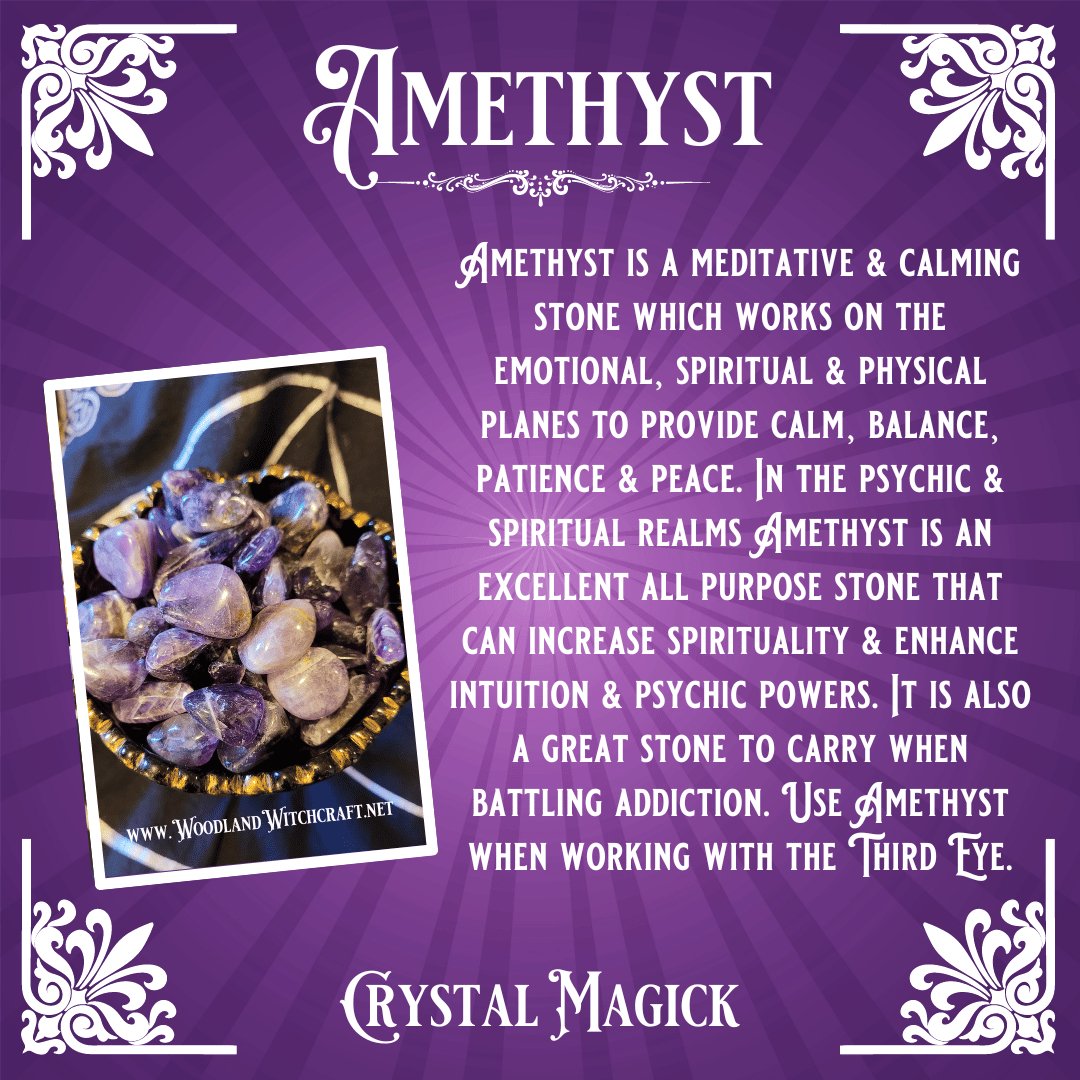 AMETHYST TUMBLED GEMSTONE for Meditation, Psychic Abilities & Protection Woodland Witchcraft