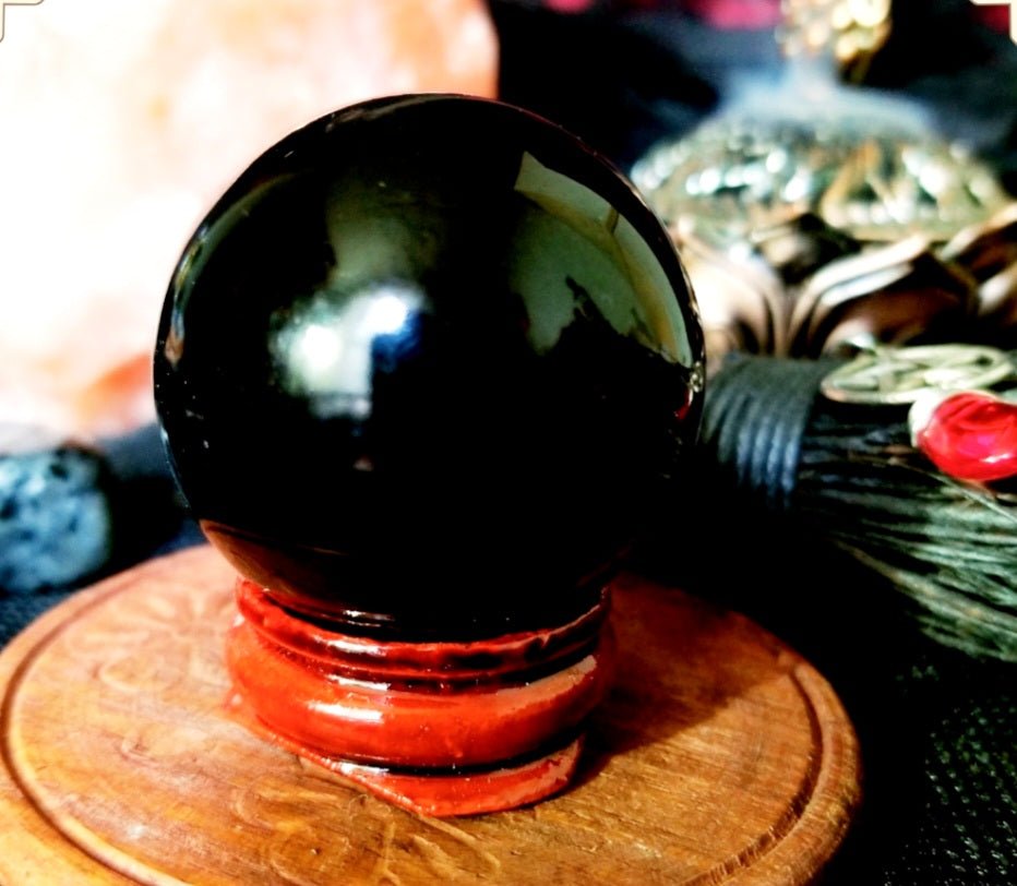 BLACK OBSIDIAN SPHERE Woodland Witchcraft
