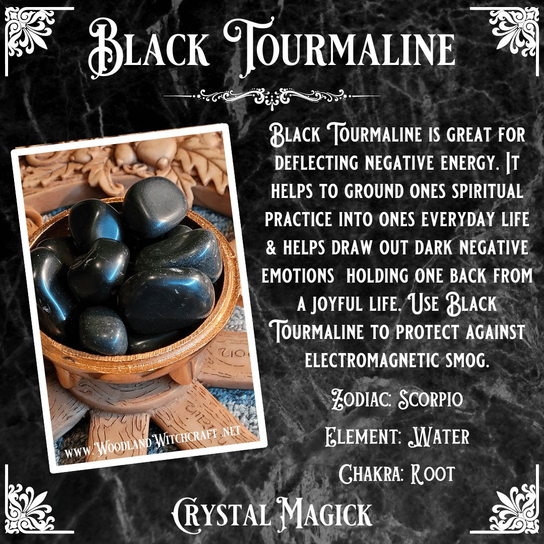 BLACK TOURMALINE TUMBLED for Protection, Scrying & Transmuting Negativity Woodland Witchcraft
