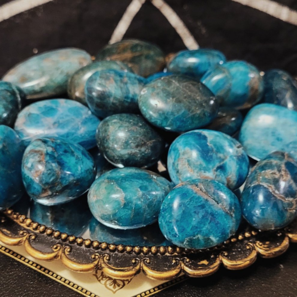BLUE APATITE TUMBLED CRYSTAL Woodland Witchcraft