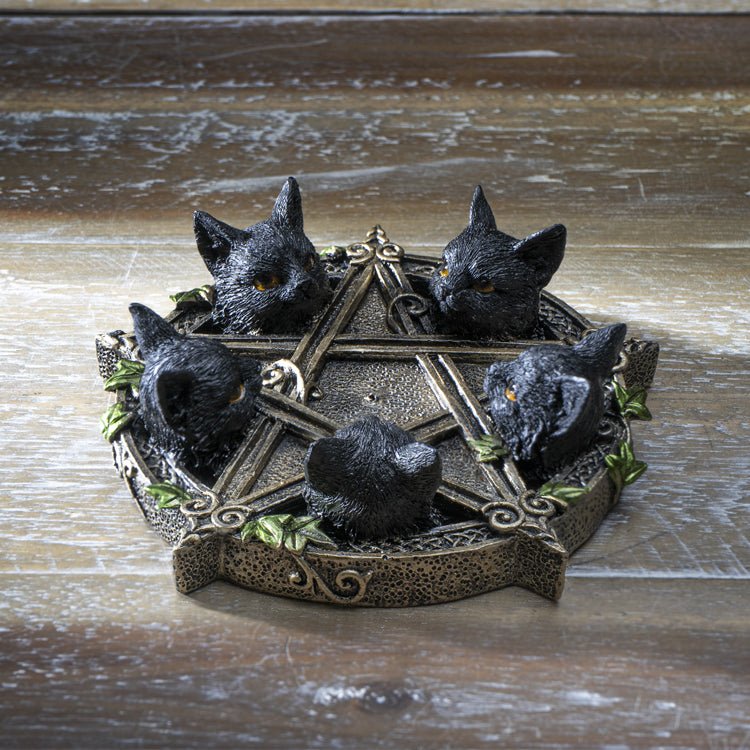 CAT PENTAGRAM INCENSE BURNER Woodland Witchcraft