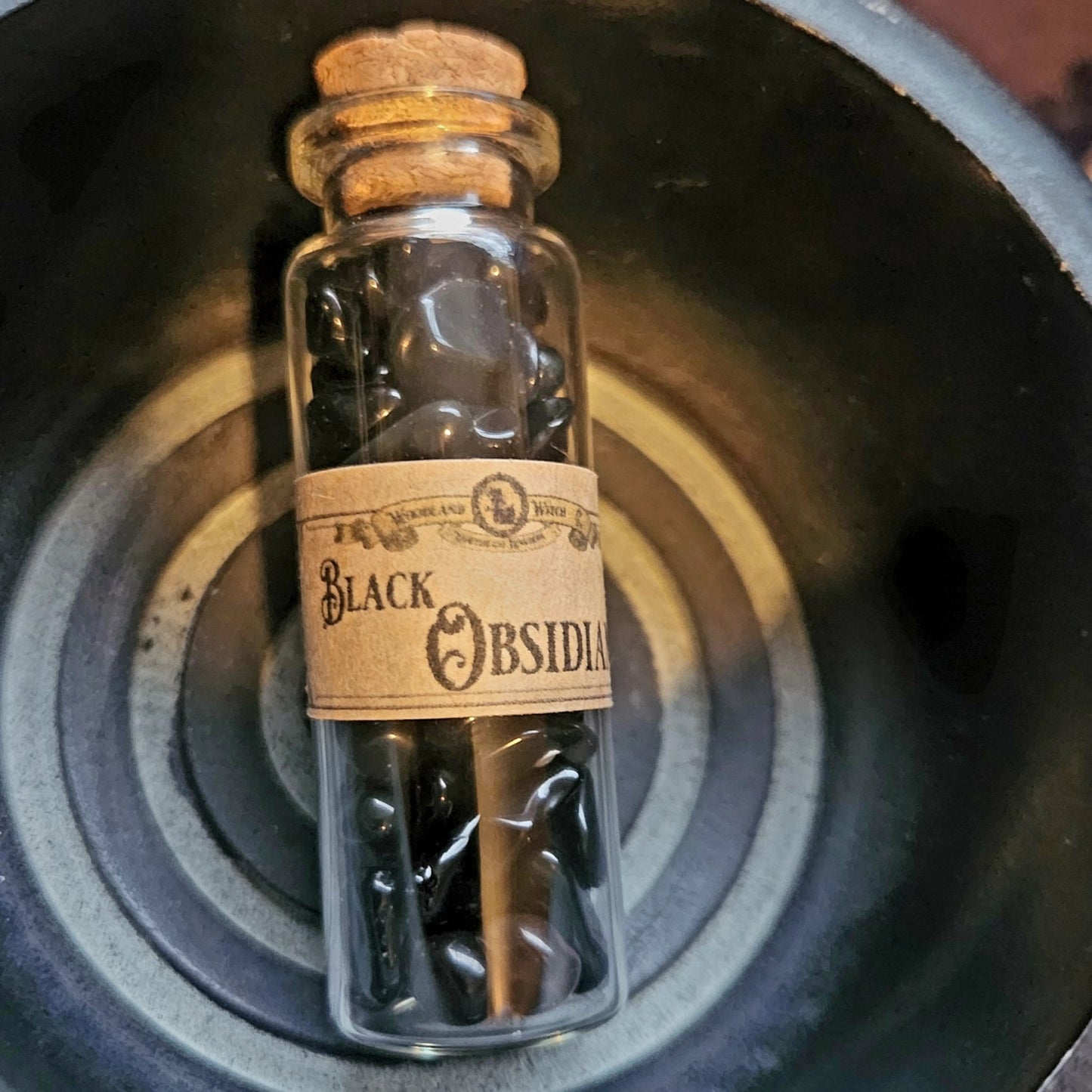 Black Obsidian Chips Bottle Woodland Witchcraft