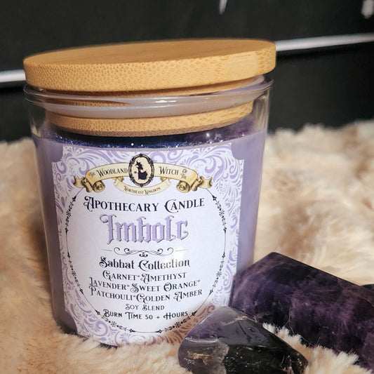 Imbolc Ritual Candle & Amethyst crystals