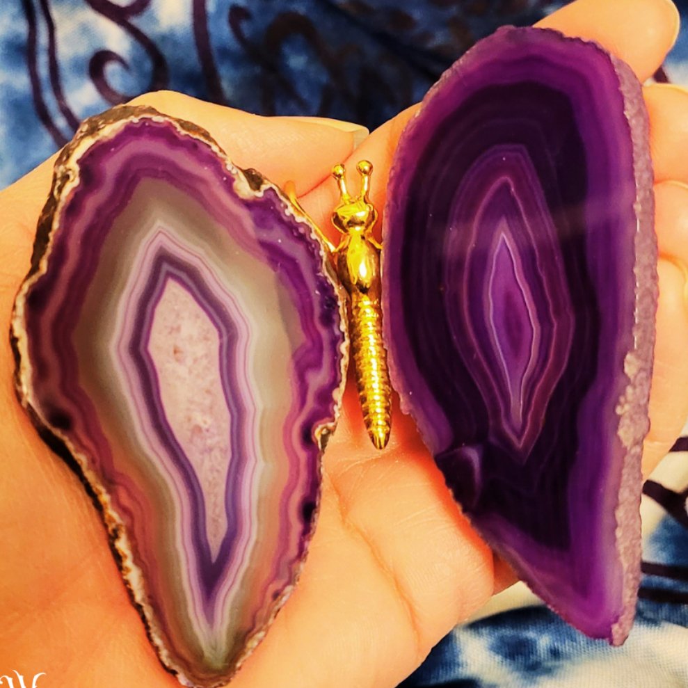 PURPLE AGATE BUTTERFLY for Grounded Spirituality Woodland Witchcraft