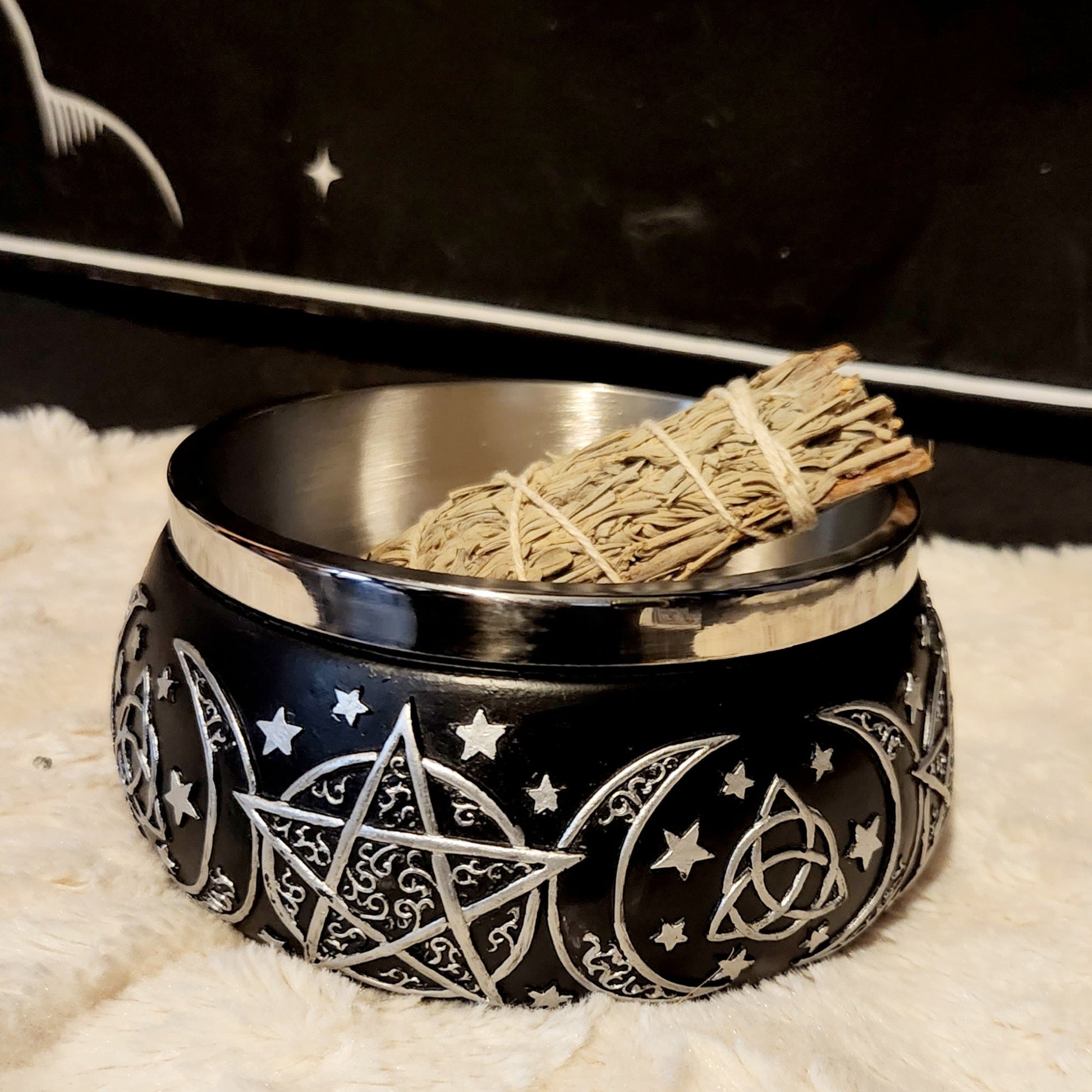 TRIPLE MOON SMUDGE BOWL Woodland Witchcraft